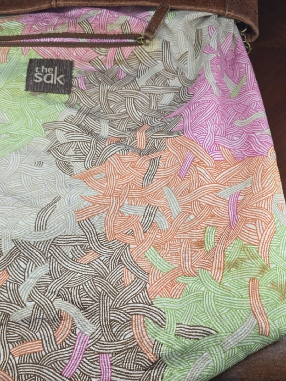 The Sak Two-Tone Brown Leather Tote with Dark Trim - Picture 9 of 11